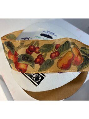 Offray Designer Ribbon Wired Vine Ripened Fruit Print 1.75" Wide Approx 5 Yards